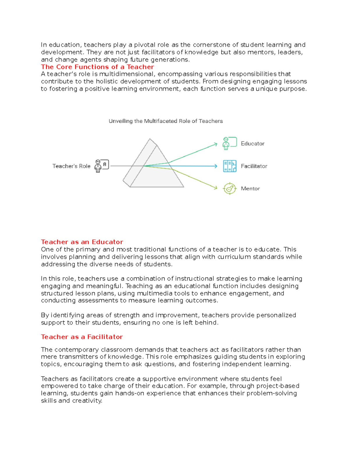 The Role of a Teacher in Professional Education: Functions & Impact ...