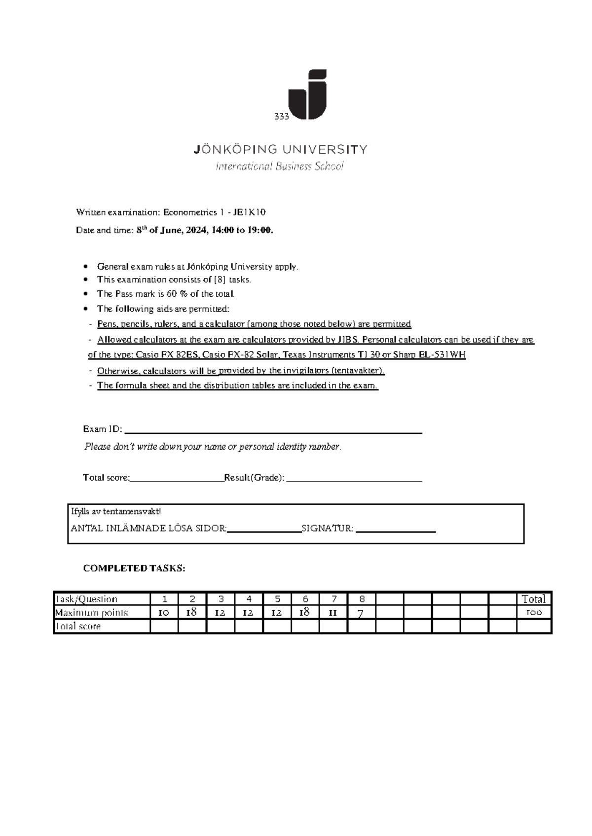 June 2024 Final Exam Econometrics 1 (JE1K) with Solutions - Studocu