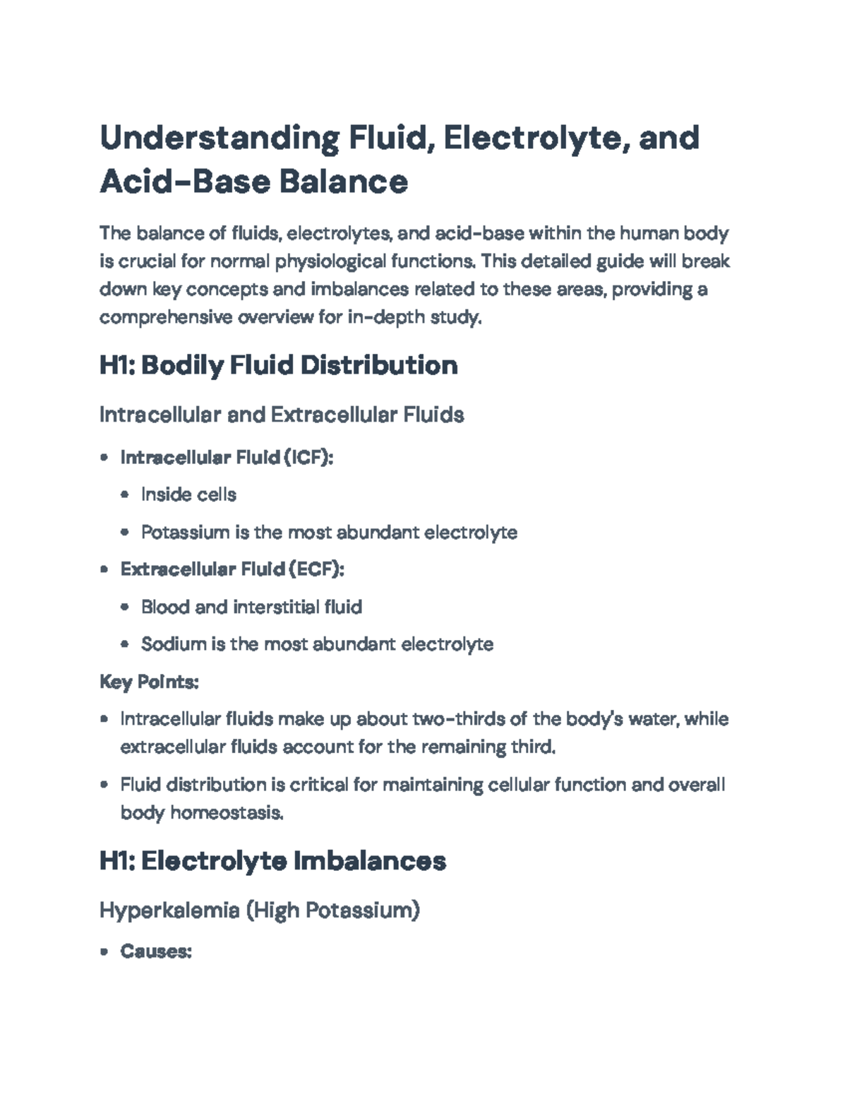 Fluid, Electrolyte, and Acid-Base Balance Overview for Nursing Students ...