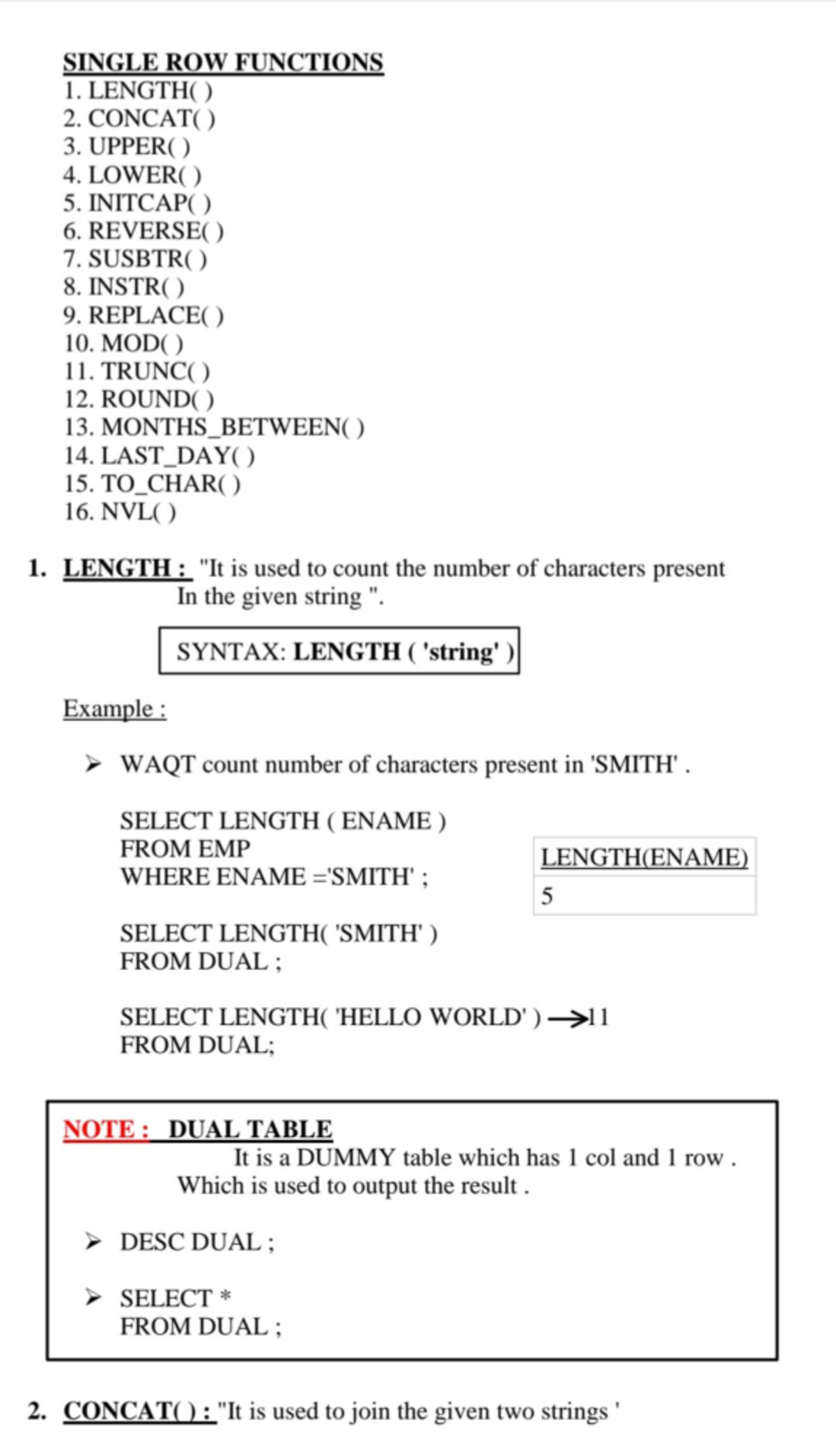 SQL Functions: LENGTH, CONCAT, UPPER, LOWER, and More - Studocu