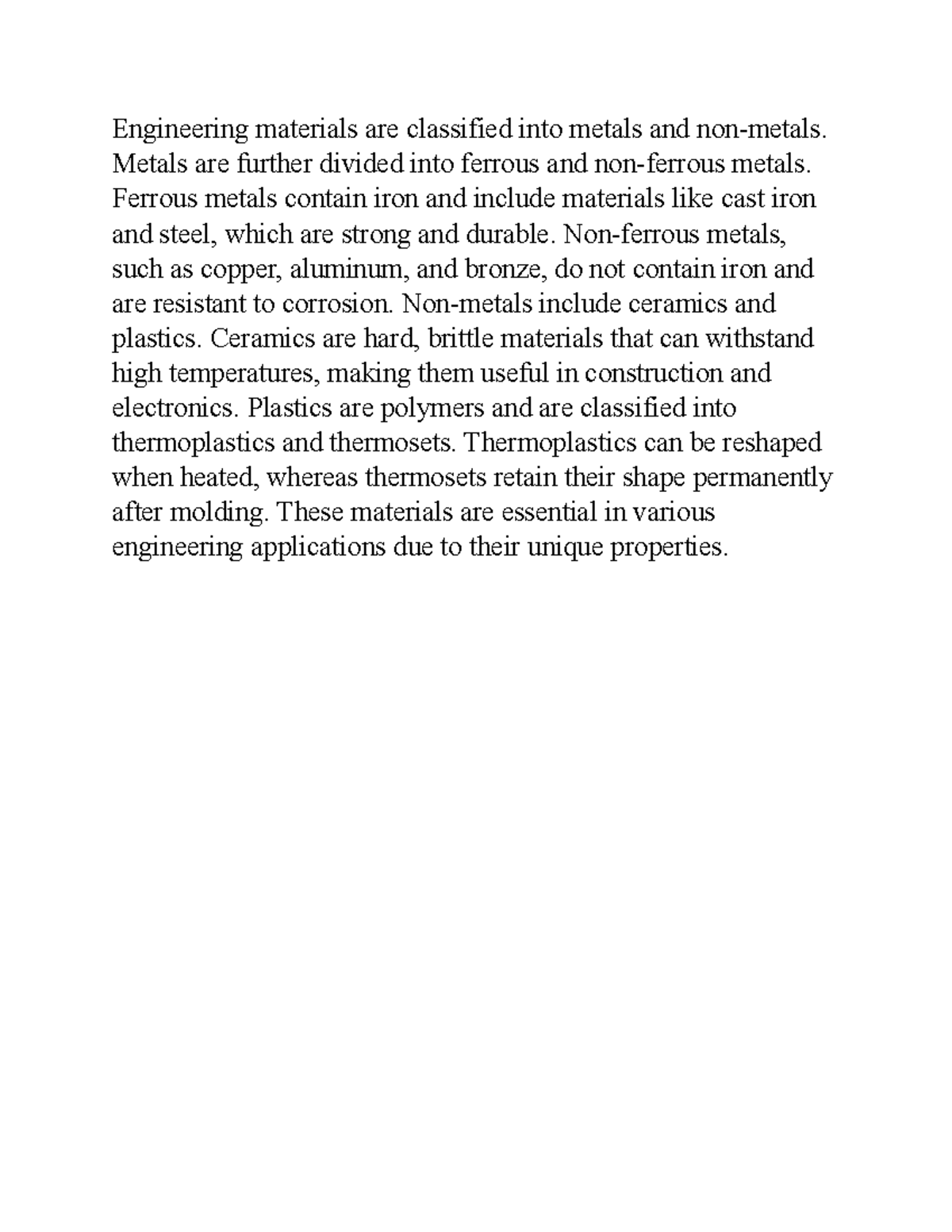 Engineering Materials Classification: Metals, Ceramics, and Plastics ...