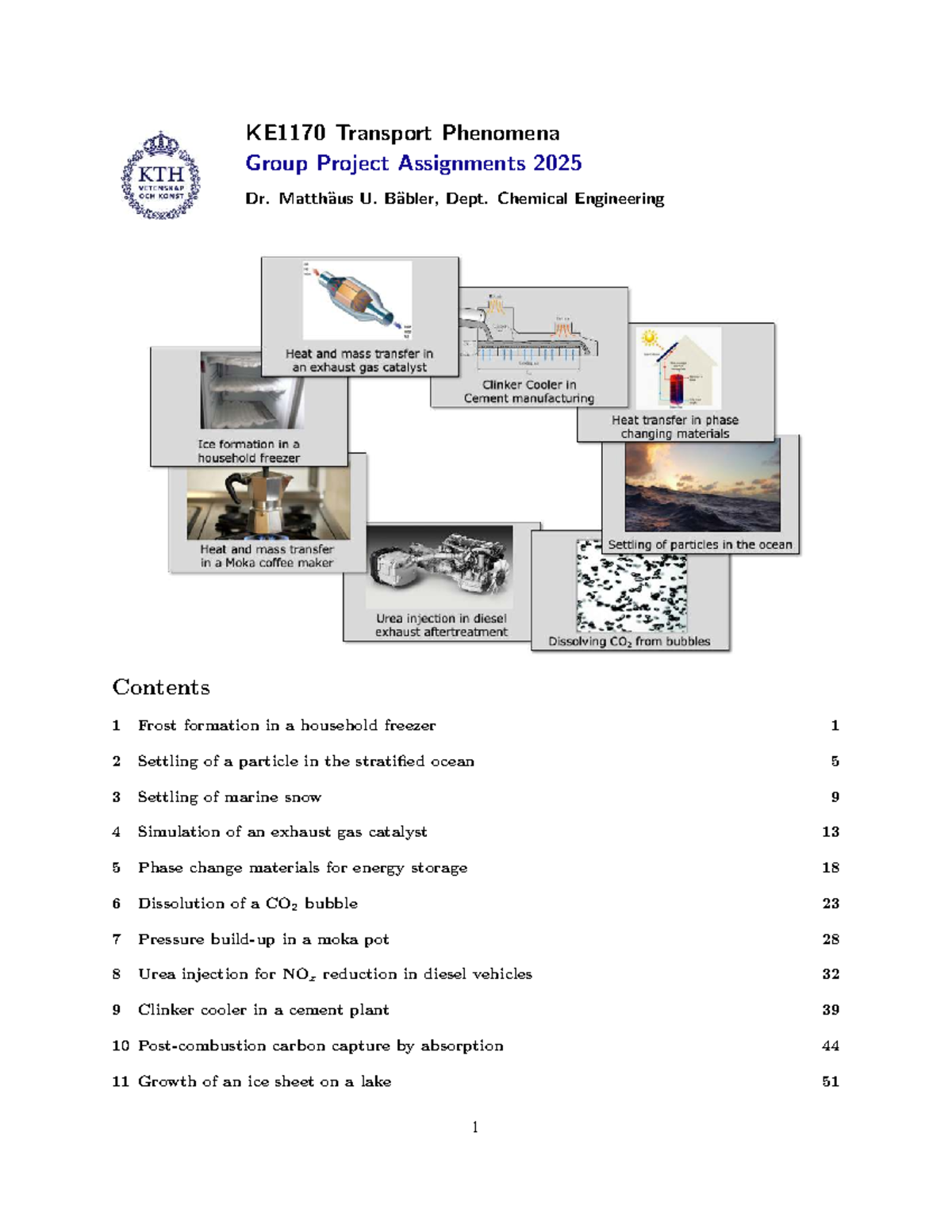 KE1170 Transport Phenomena Group Project Assignments 2025 - Studocu