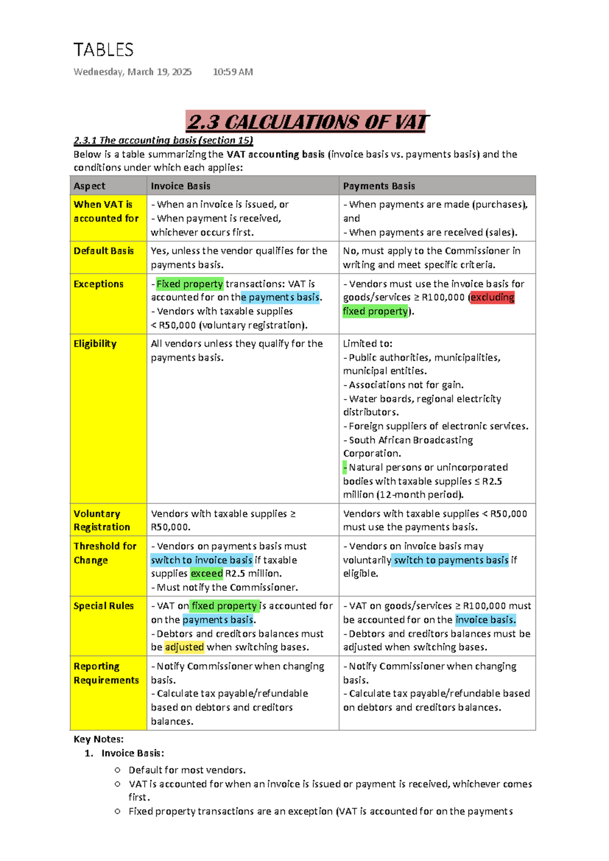 LU 1 Notes CHAP 2 - Learning unit 1. Table summary. - 2 CALCULATIONS OF ...