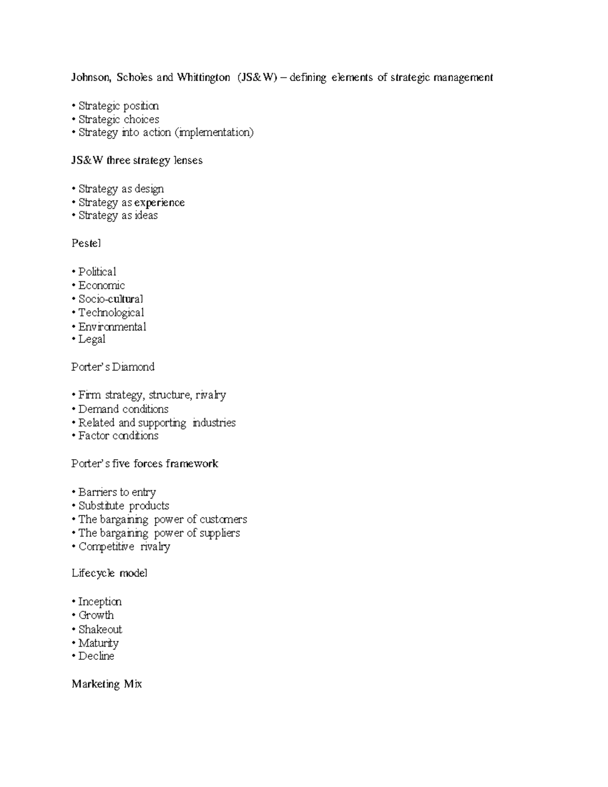 JS&W Strategic Management Summary: Key Concepts & Frameworks - Studocu