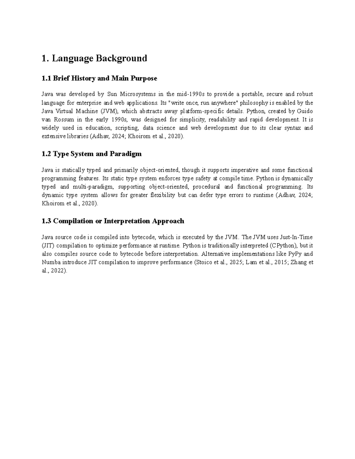 CSC569 Additional Notes: Comparative Study of Java and Python - Studocu
