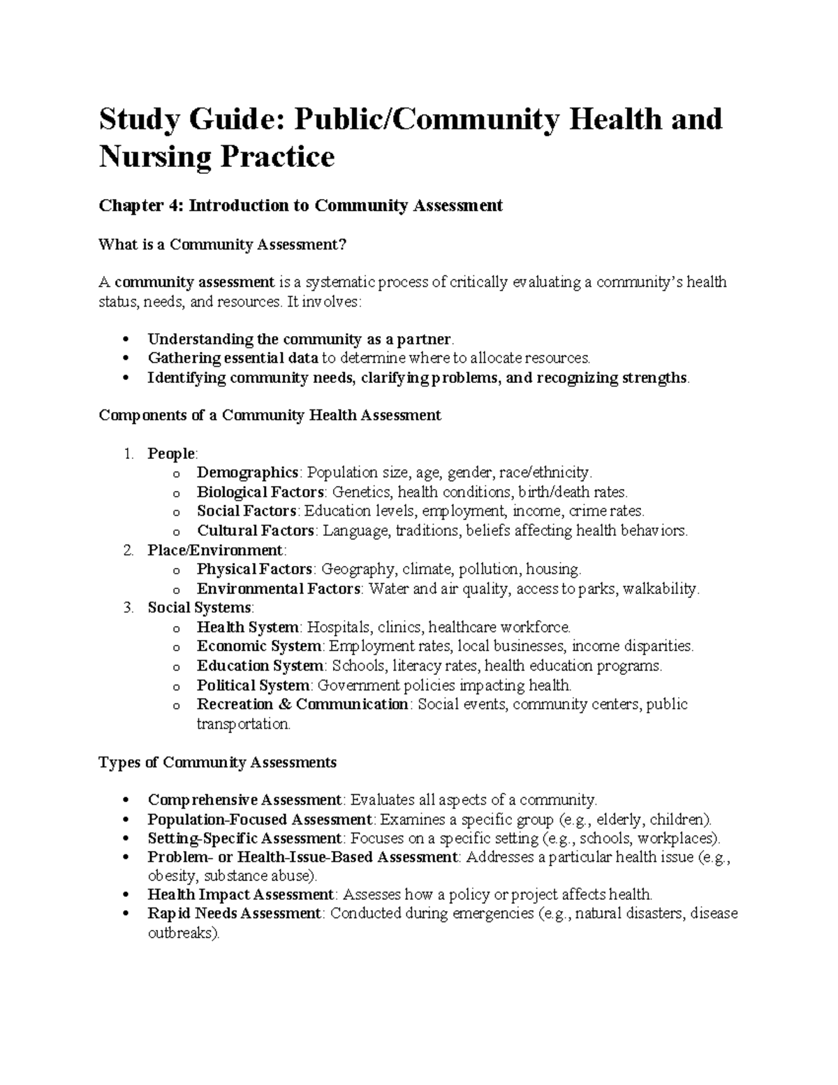 Community Health Module 2: Comprehensive Assessment and Planning - Studocu