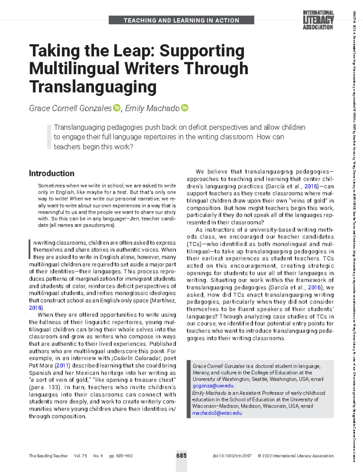 Supporting Multilingual Writers Through Translanguaging Pedagogies ...