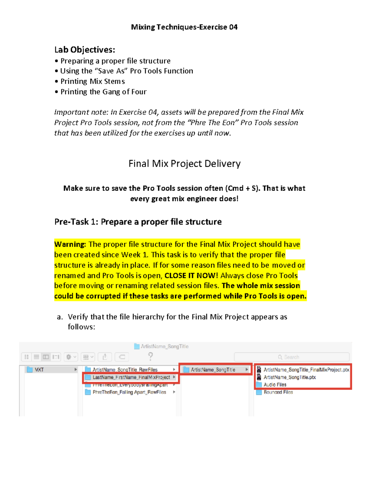 MXTo Exercise 04 V1 - Final Mixing Techniques and File Management Guide ...