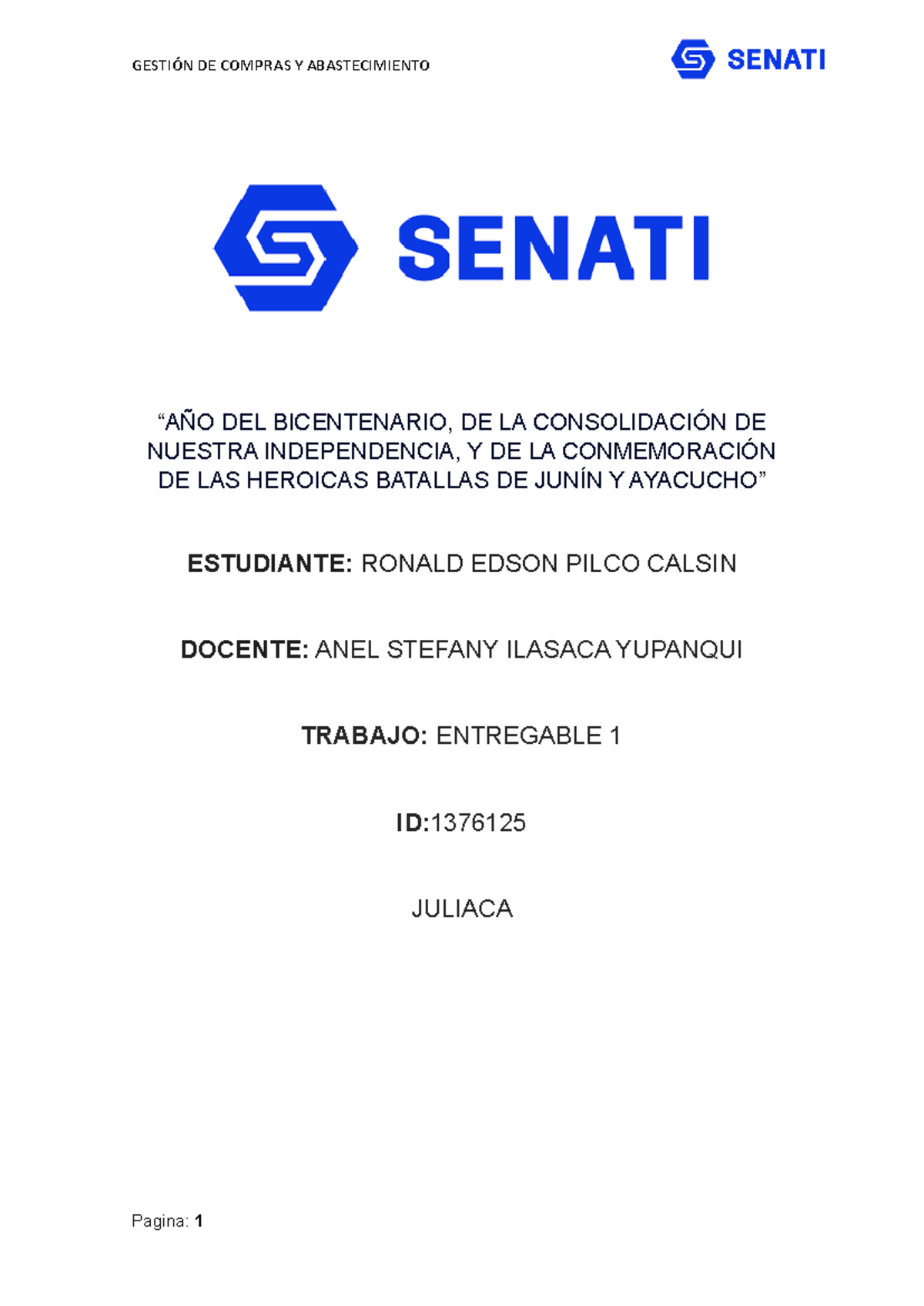 Gestión de Compras y Abastecimiento - Entregable 1 (Curso 1376125 ...