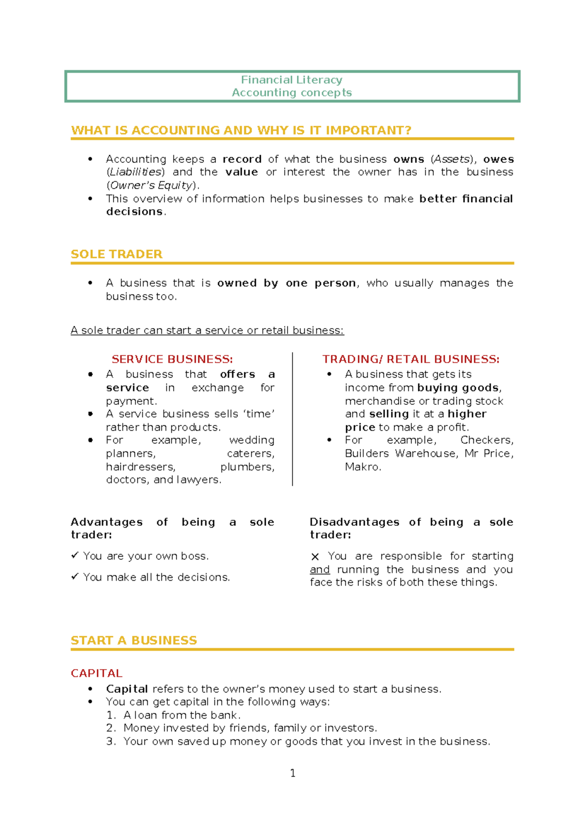 Financial Literacy - abc - Financial Literacy Accounting concepts WHAT ...