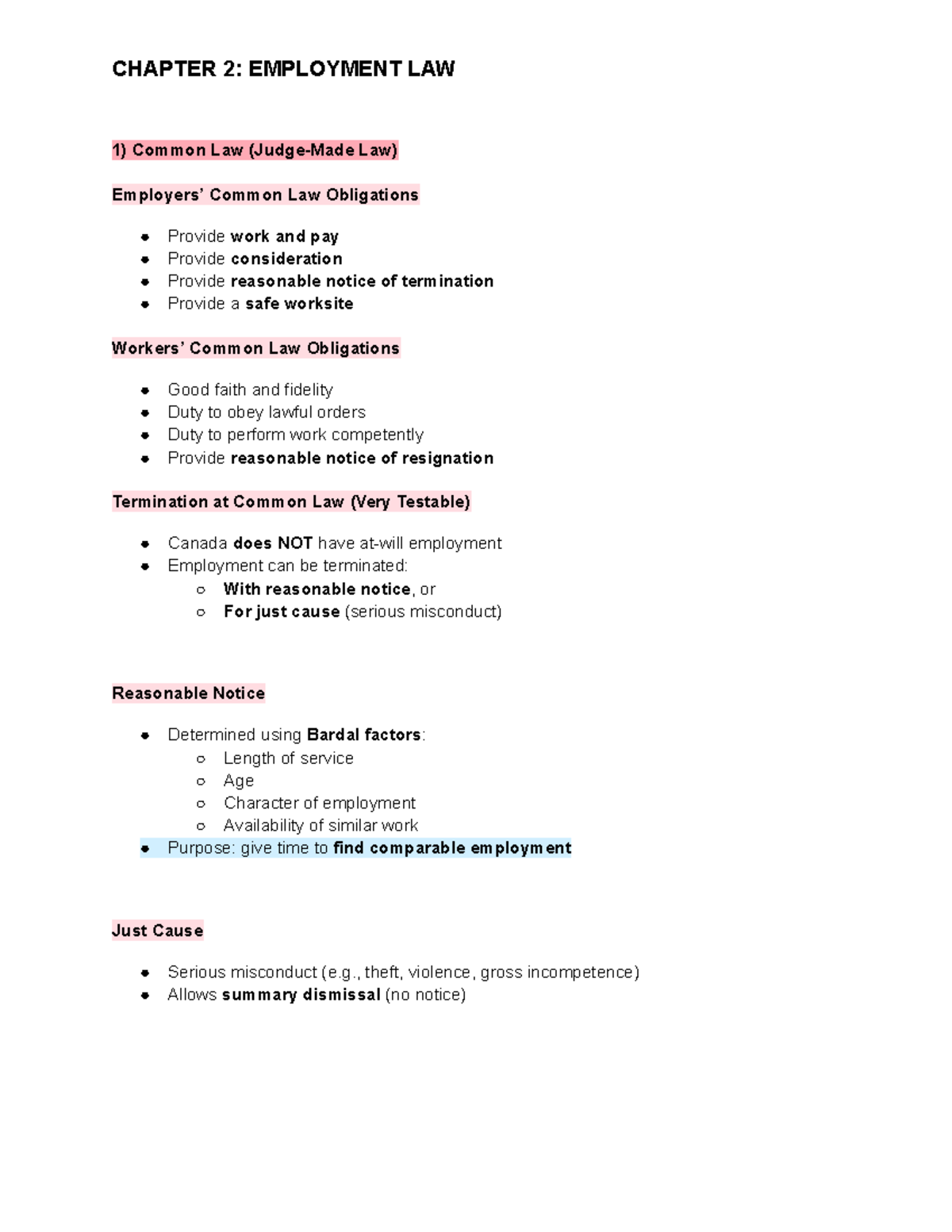 2BC3 CHAPTER 2: EMPLOYMENT LAW Overview and Key Concepts - Studocu