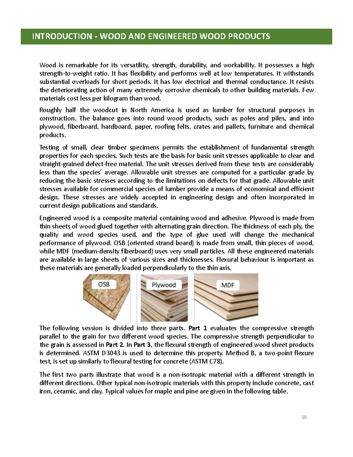 Lab 4.2 (wood and Engineered wood products) - INTRODUCTION - WOOD AND ...