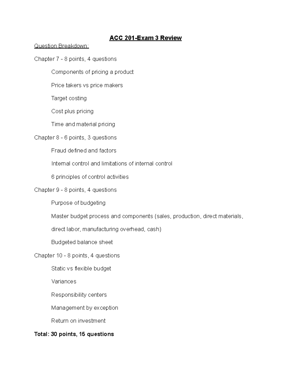 ACC 201 Review: Breakdown of Chapters 7-10 Key Concepts and Questions ...