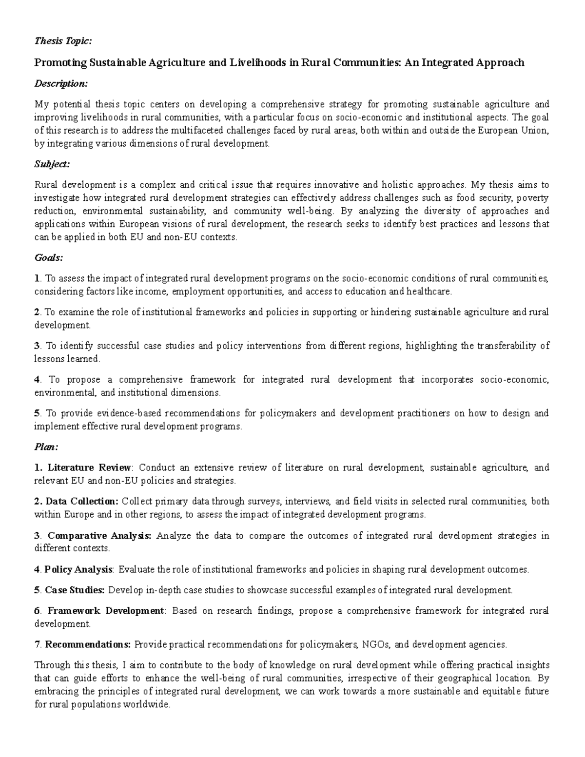 Sociology of Life: Sustainable Agriculture & Livelihoods Thesis ...