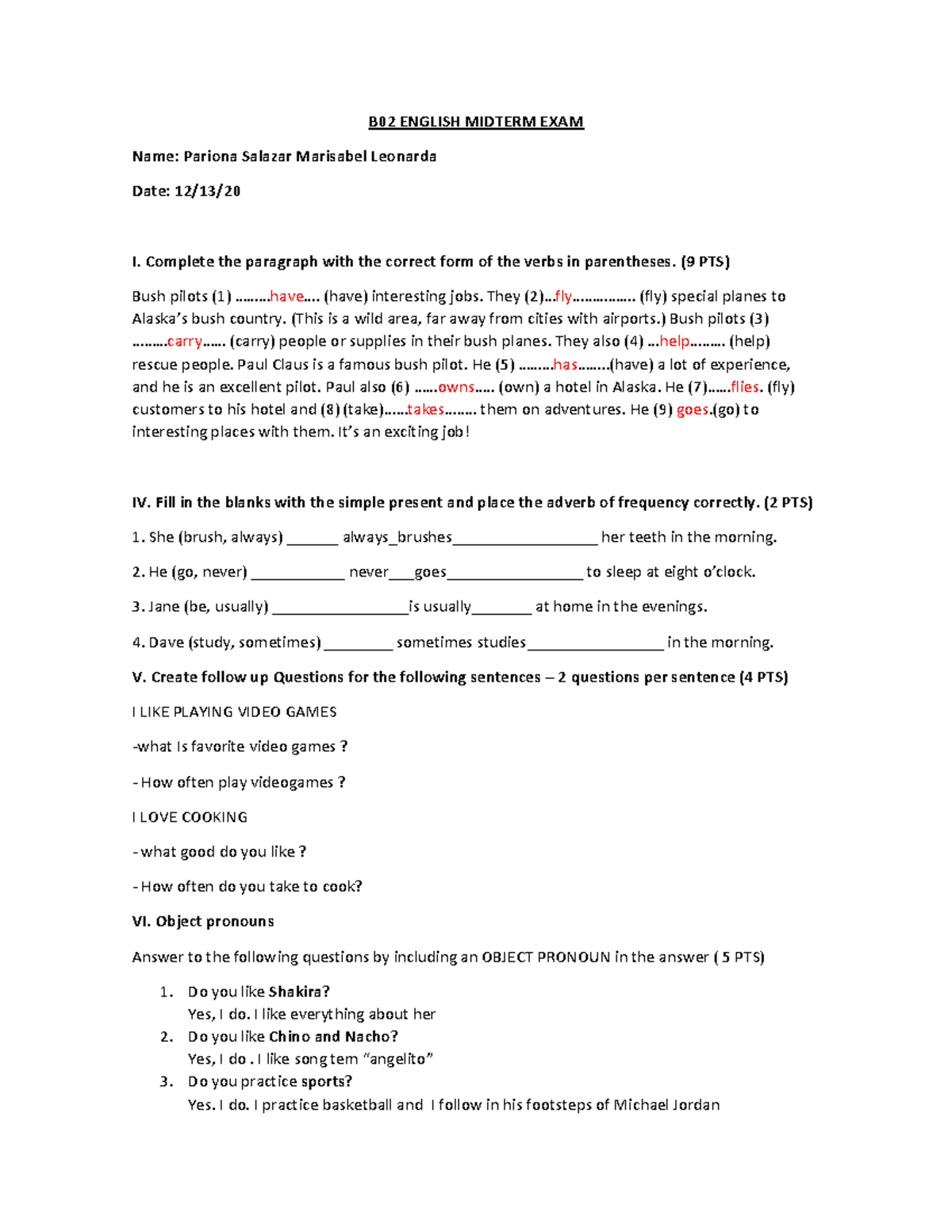 B02 English Midterm Exam Review and Practice Exercises - Studocu