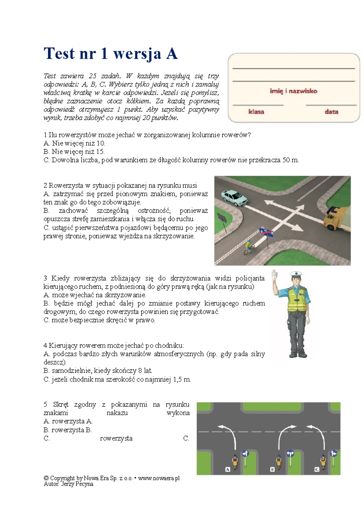 Sprawdzian Na Kartę Rowerową 25 Pytań