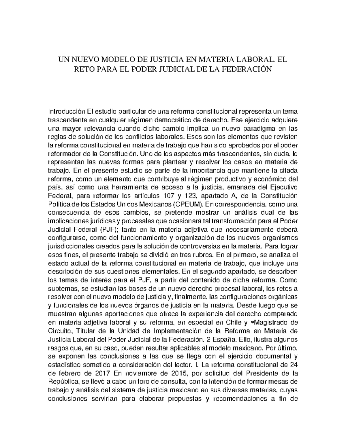 UN Nuevo Modelo DE Justicia EN Materia Laboral - UN NUEVO MODELO DE ...