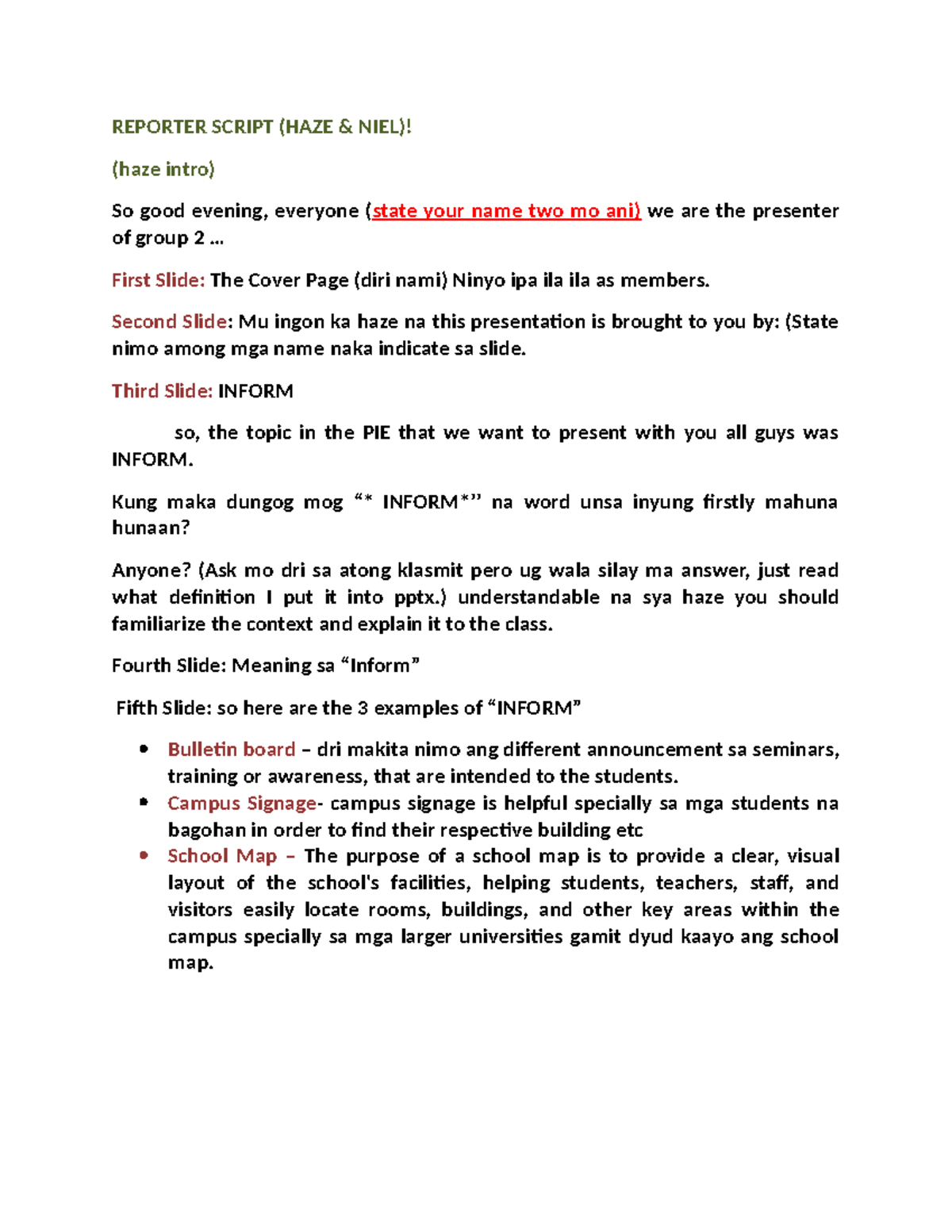 UGE 1 Group 2 Presenter Script - REPORTER SCRIPT (HAZE & NIEL)! (haze ...