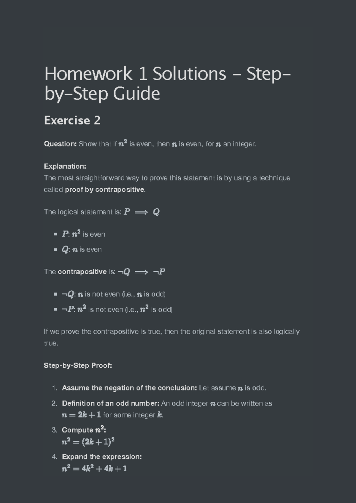 Week 1 Homework Solutions: Evenness and Set Operations - Studocu