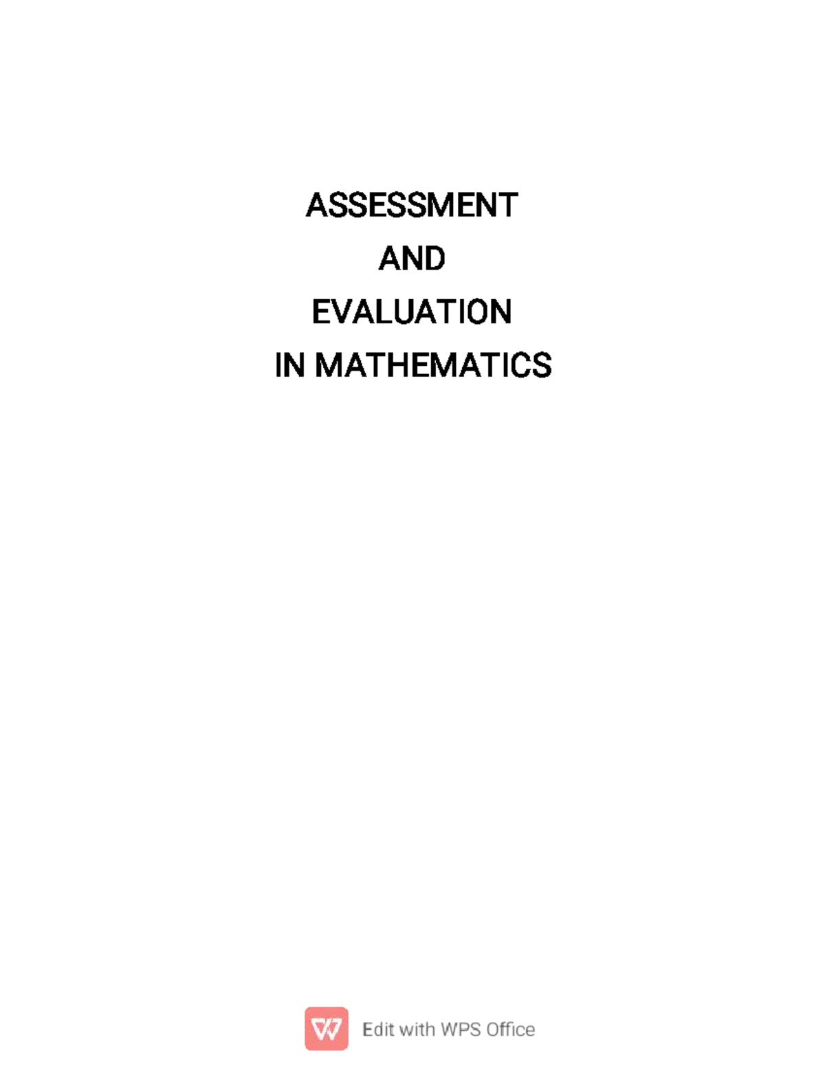 MATH 101: Assessment and Evaluation in Mathematics - Lesson 1 Overview ...
