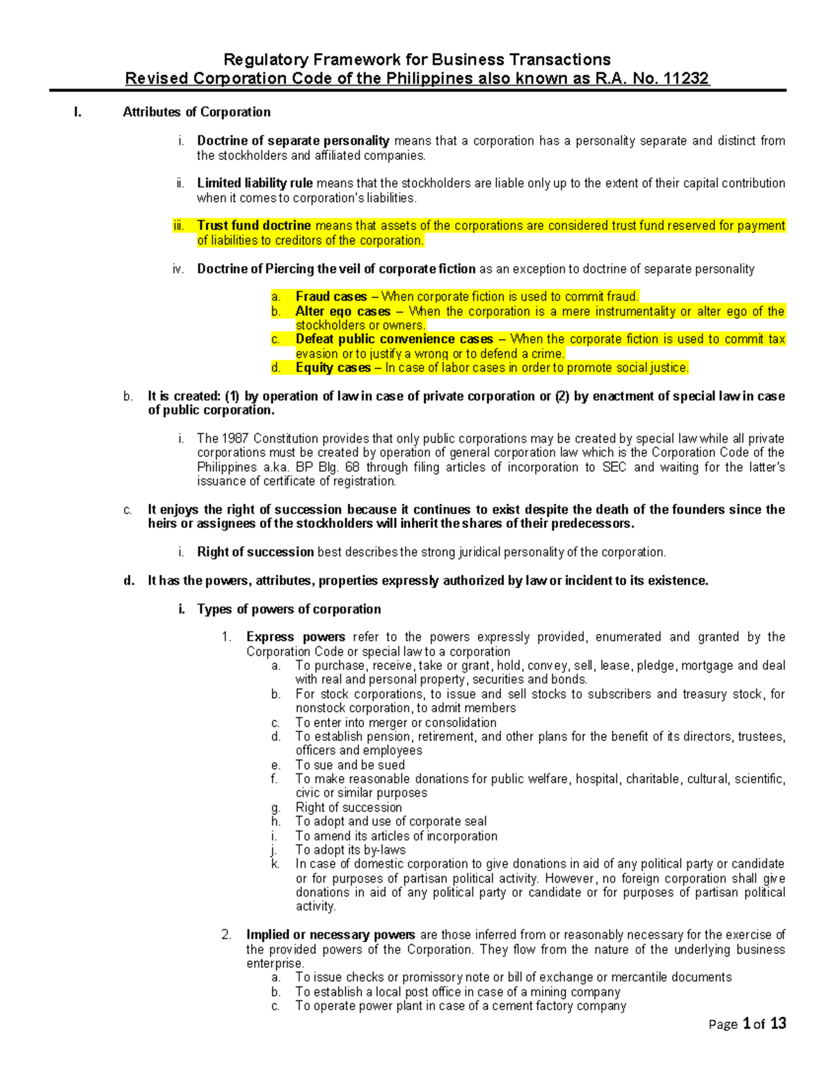 RCC 11232: Regulatory Framework for Business Transactions Overview ...
