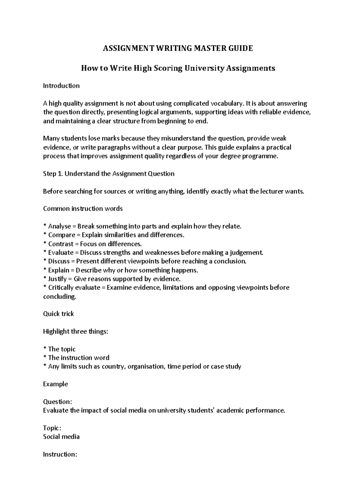 Assignment Writing Master Guide: Tips for High Scoring Submissions ...