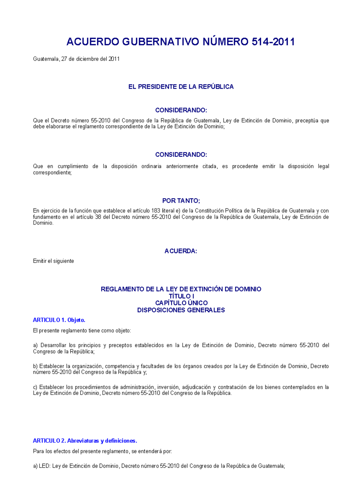 Reglamento de la Ley de Extinción de Dominio - Actualización 2023 - Studocu
