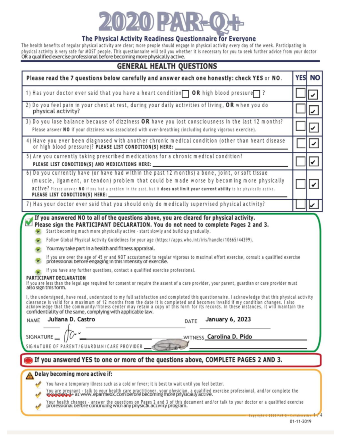 A-113 PAR-Q+ 2020: Physical Activity Readiness Questionnaire for ...