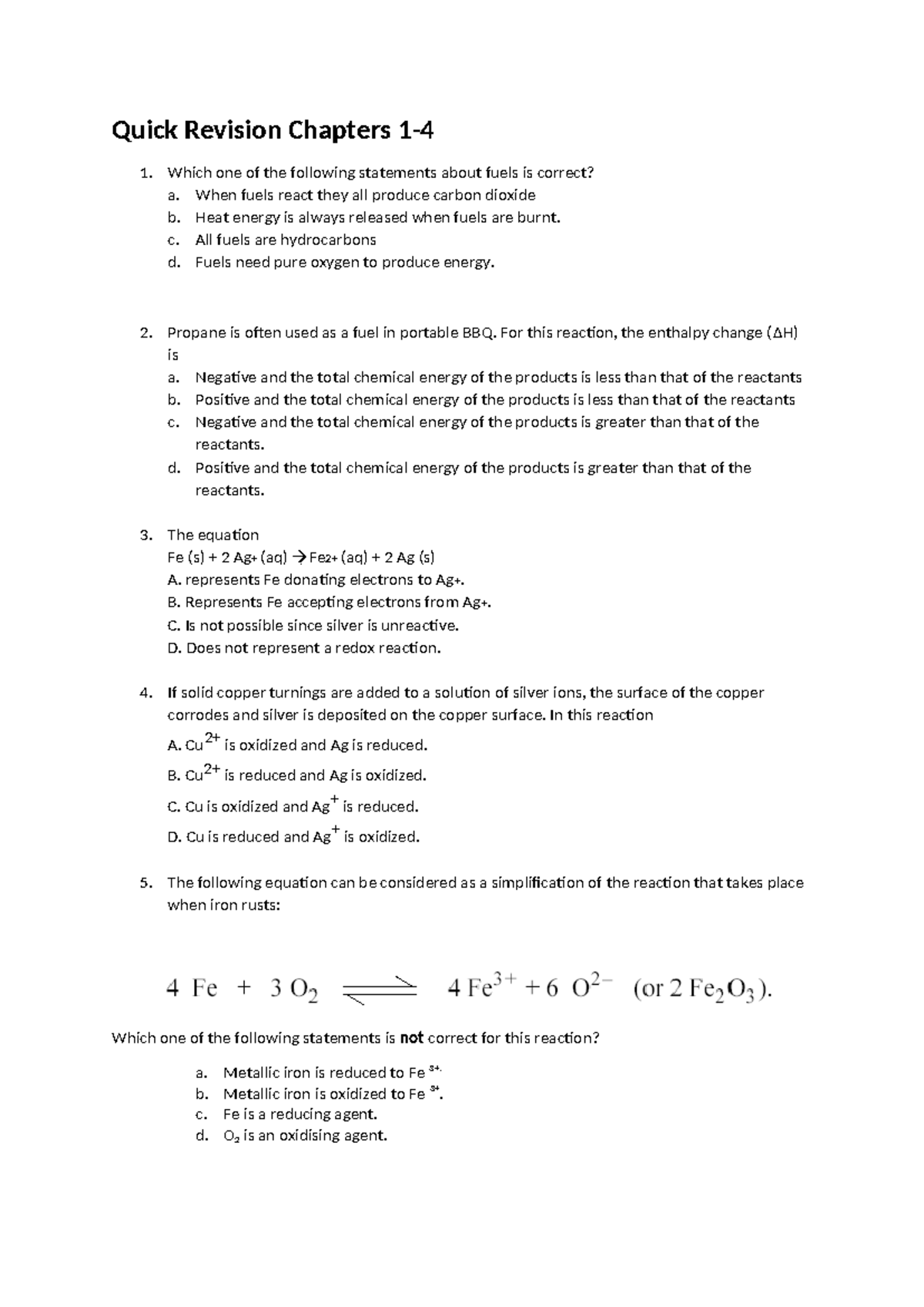 Quick Revision Notes for Chapters 1-4: Key Concepts Explained - Studocu