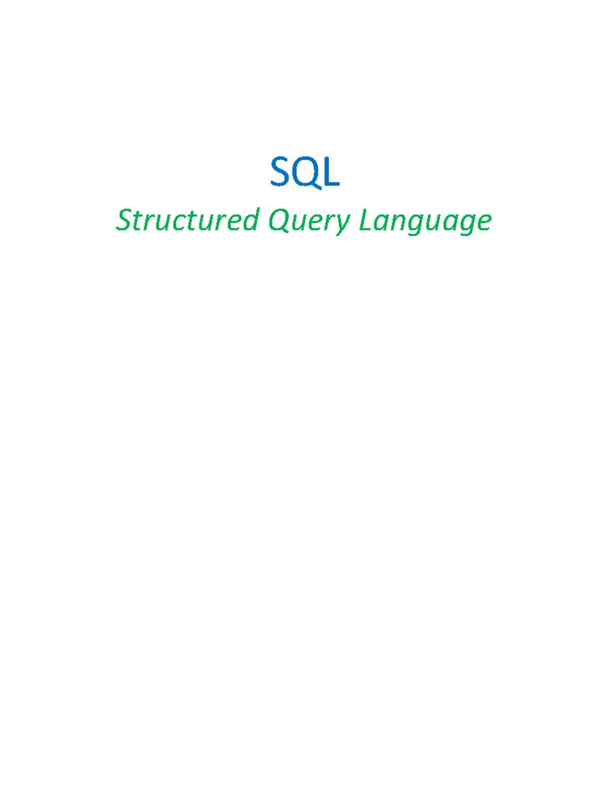 SQL Basics and Data Types: Introduction to Database and Queries - Studocu image.