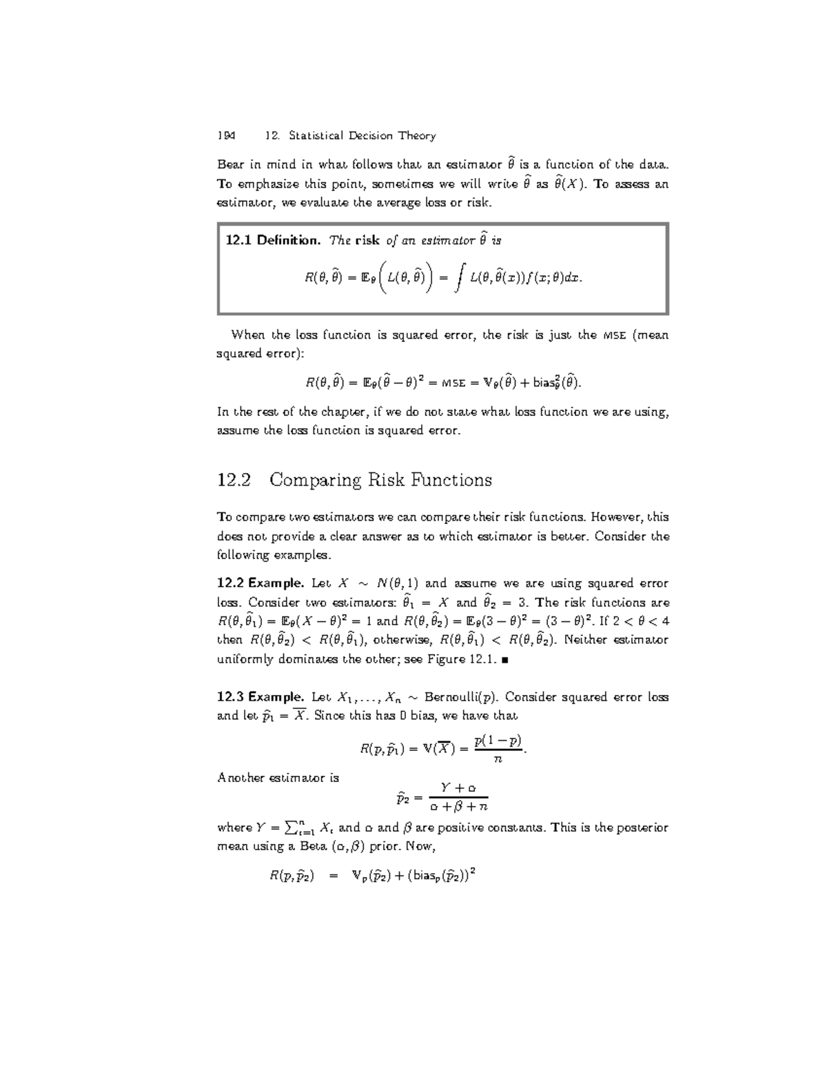 2004 - Statistical Decision Theory: Estimators & Risk Analysis - Studocu