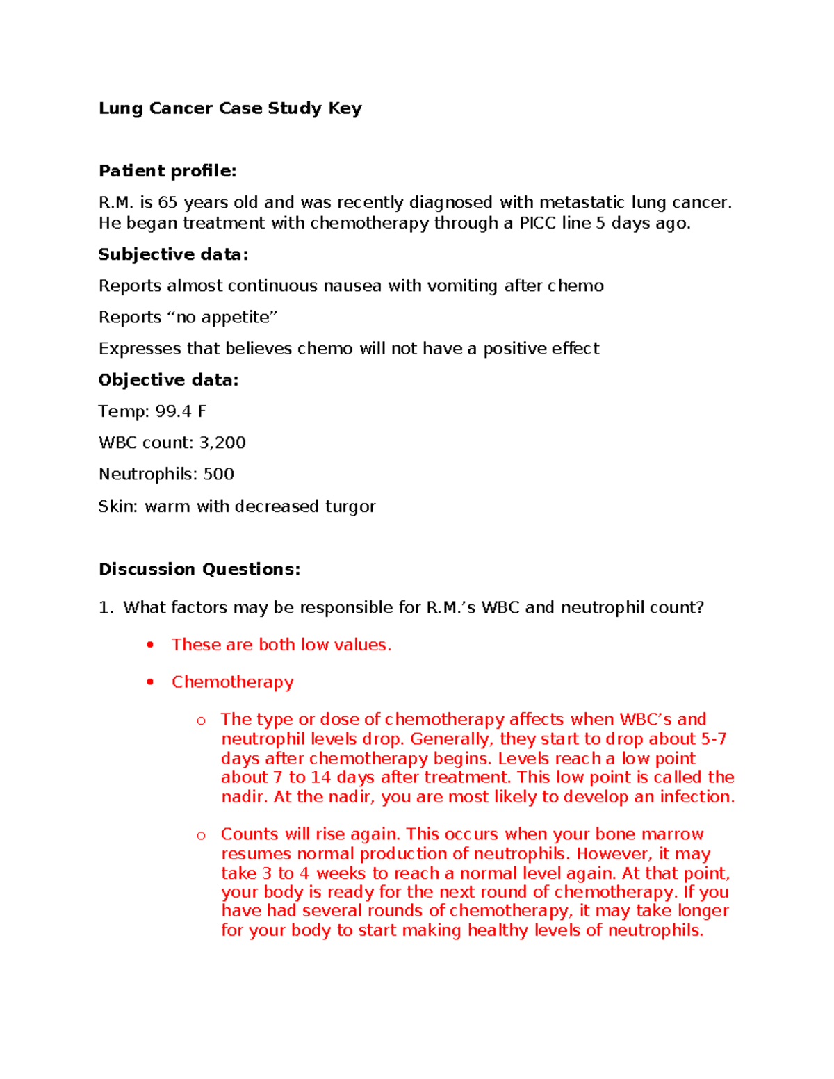 Lung Cancer Case Study: Patient R. - Chemotherapy & Infection Risks ...