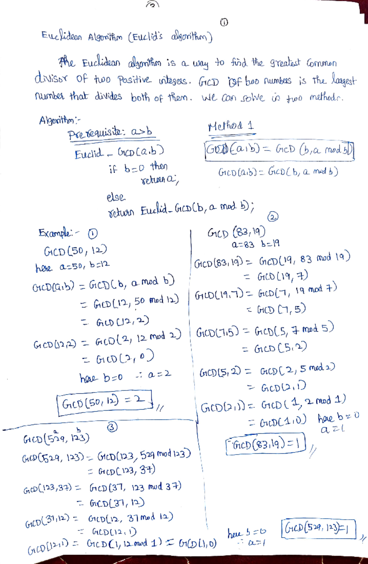 Euclids notes - Euclid's algorithm - Euclideon Algortho (ELelid's ...