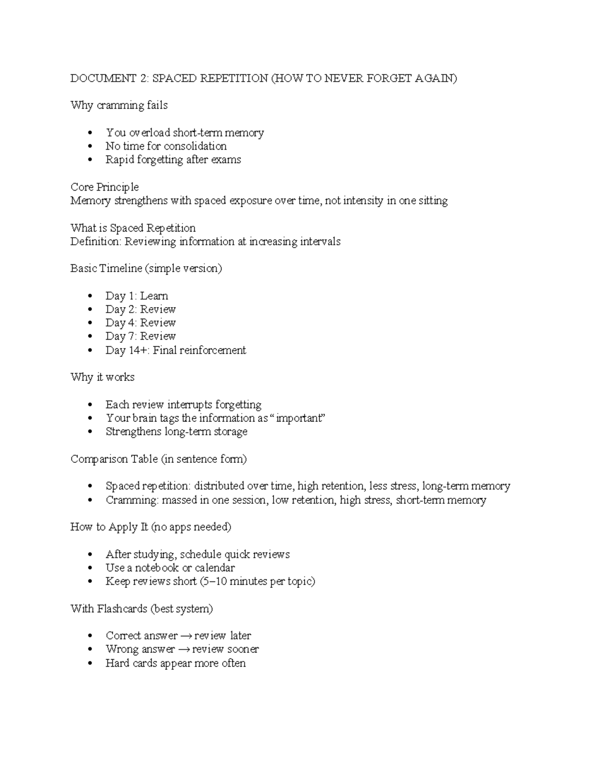 Spaced Repetition Techniques: Master Memory Retention Strategies - Studocu