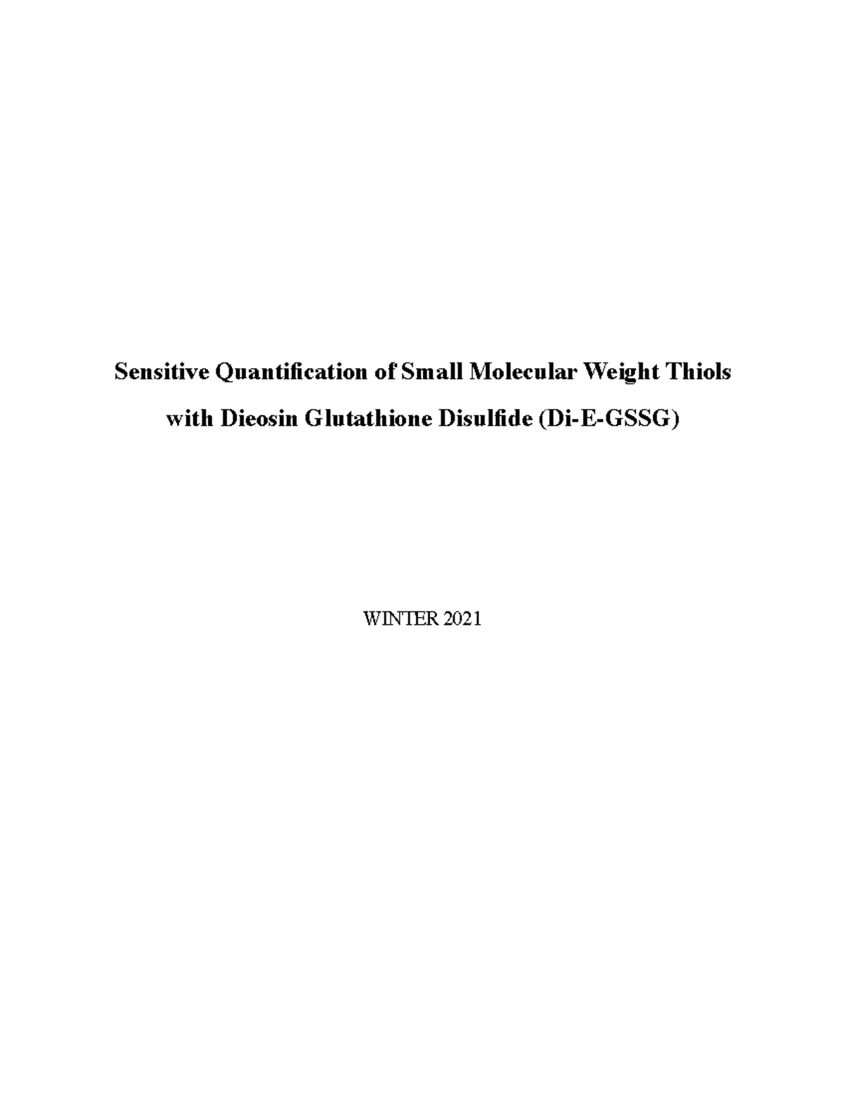 3210-LAB1 - LAB REPORT: Quantifying Small Molecular Weight Thiols - Studocu