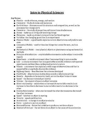 C165 Integrated Physical Science 2-Week Pacing Guide - Studocu