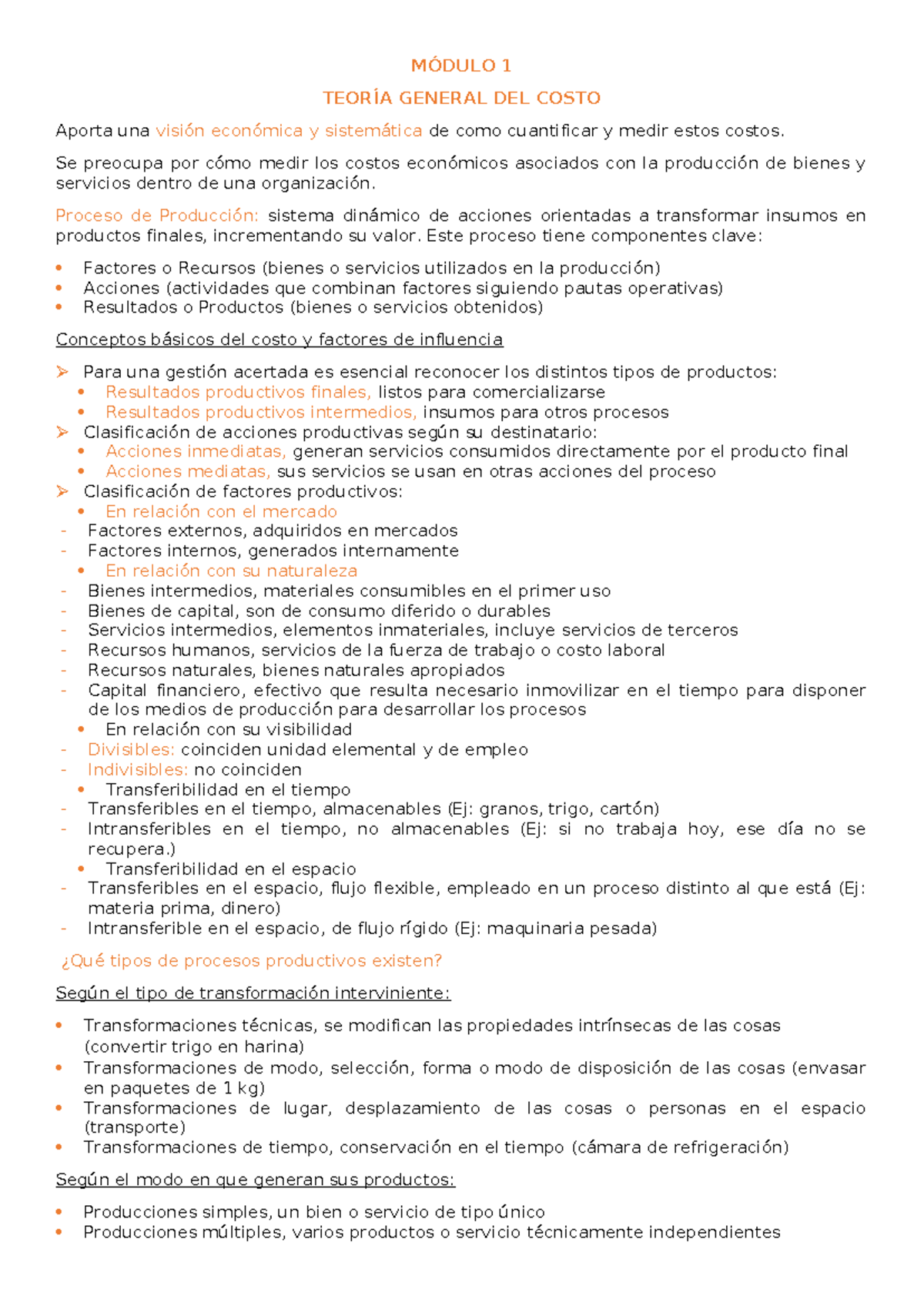 MÓDULO 1: TEORÍA GENERAL DEL COSTO - Contabilidad de Costos - Studocu