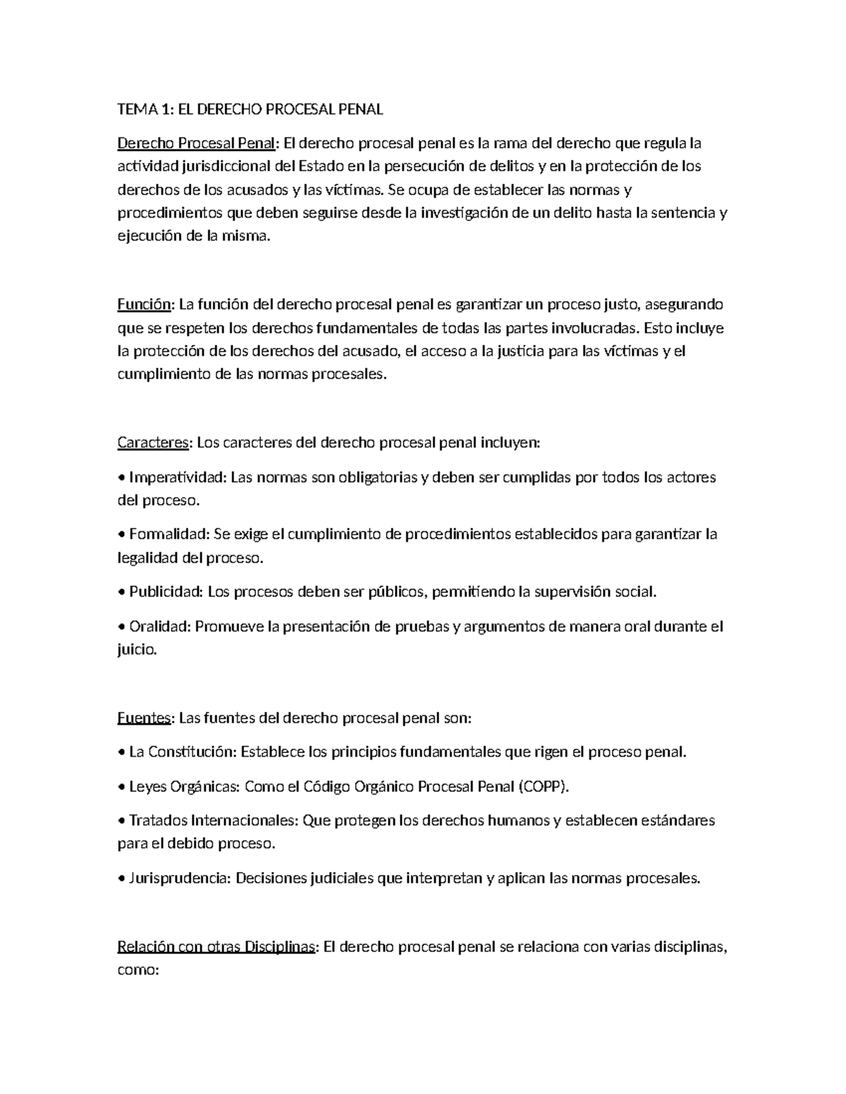 Resumen tema 1 y 2 DPP - TEMA 1: EL DERECHO PROCESAL PENAL Derecho ...