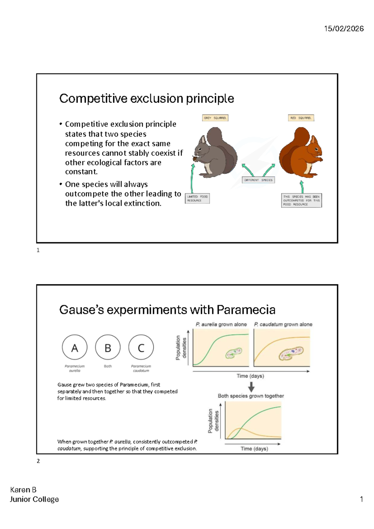 Ecological Concepts: Competitive Exclusion & Succession - Studocu