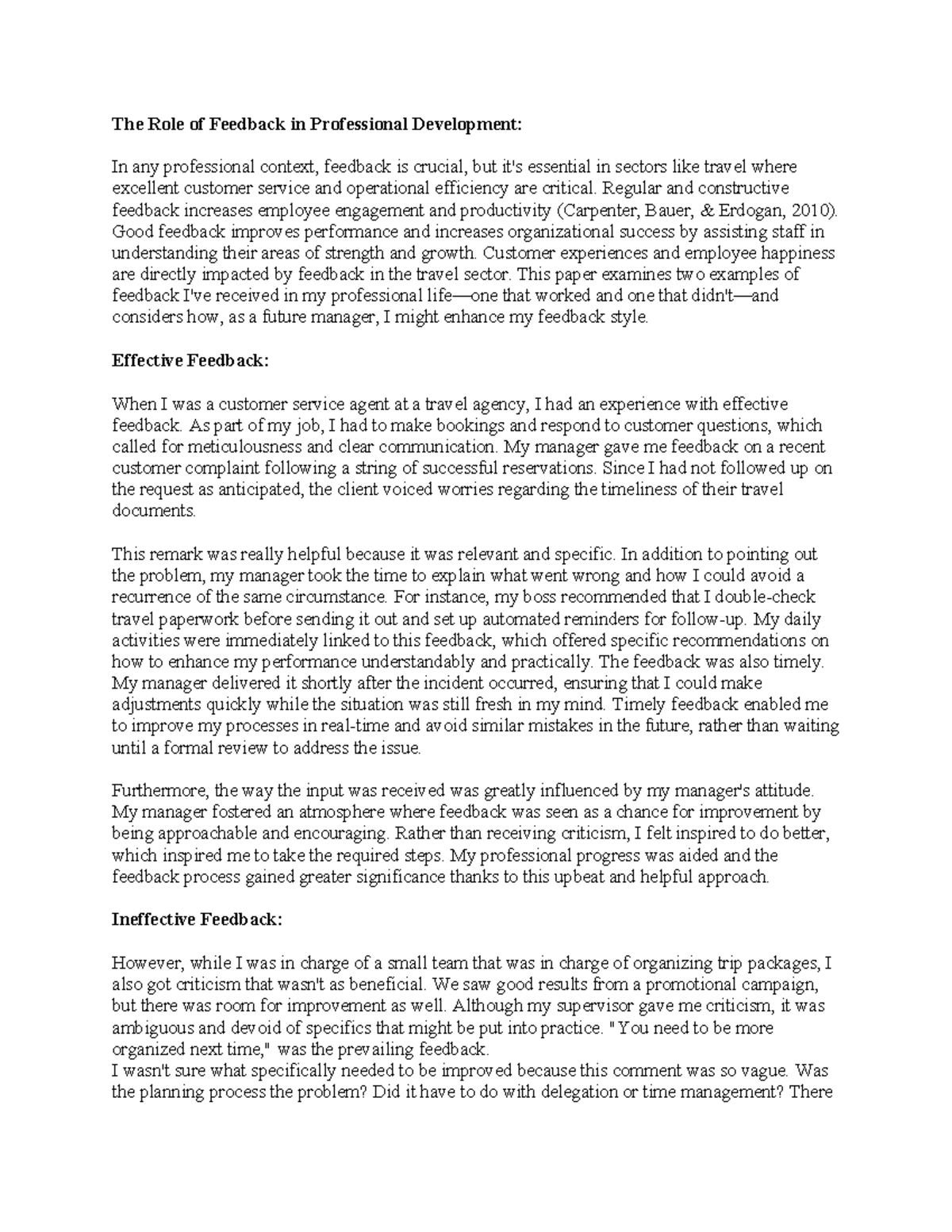 Learning Journal Unit 2 - The Impact of Feedback on Professional Growth ...