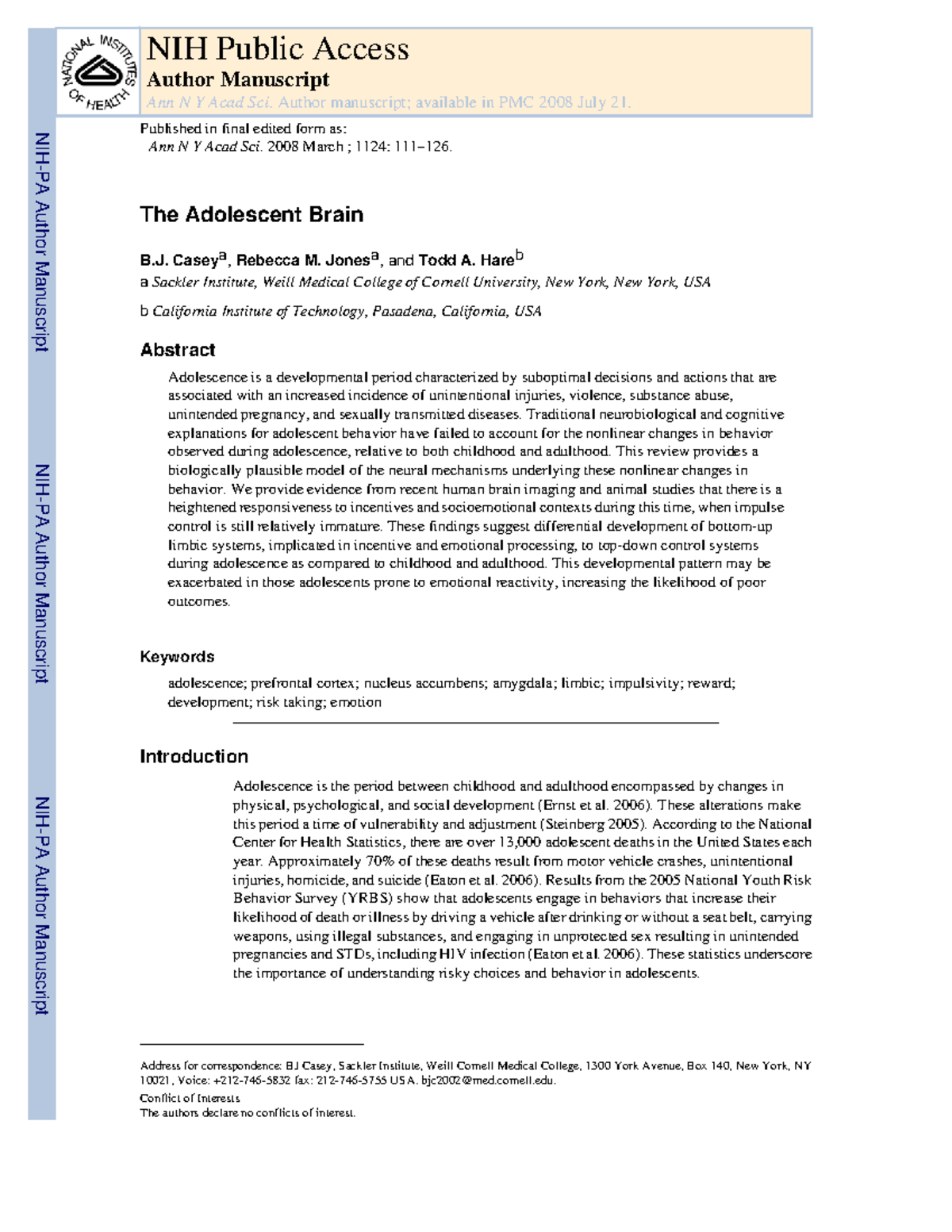 Adolescent Brain Development: Insights from Neuroimaging Studies - Studocu