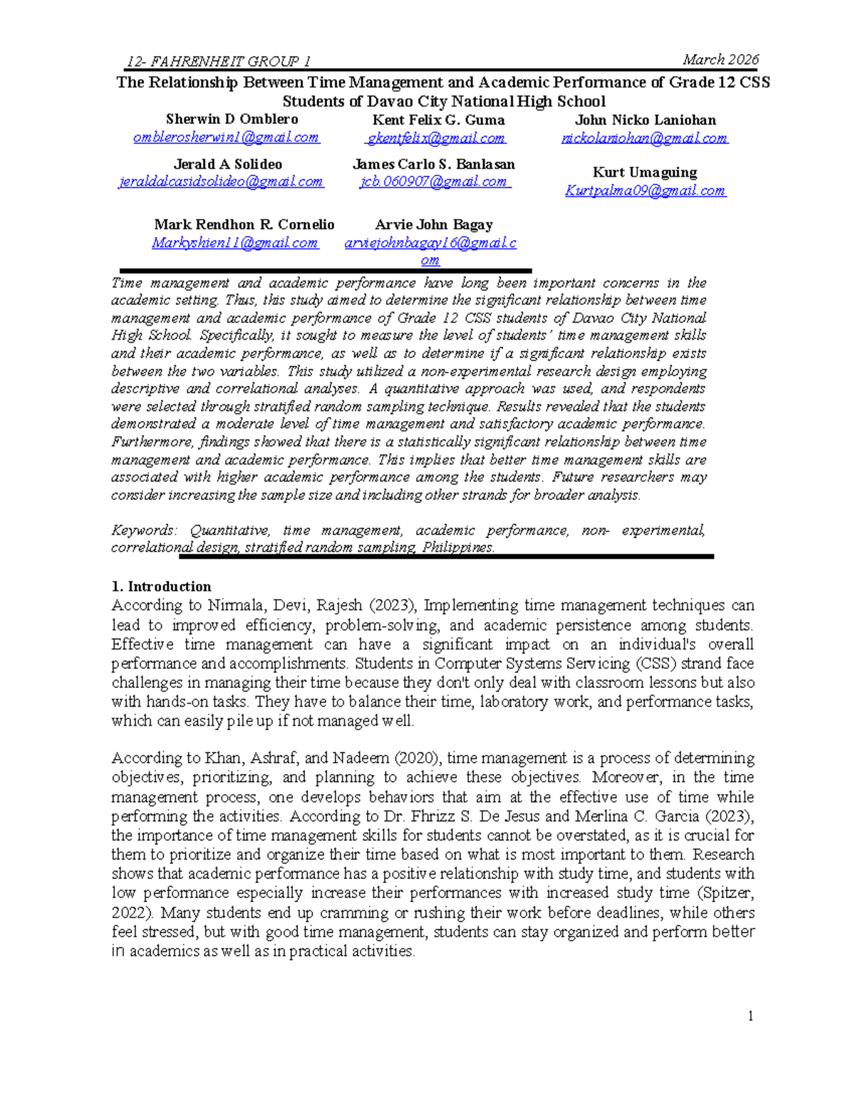 The Relationship Between Time Management and Academic Performance of ...