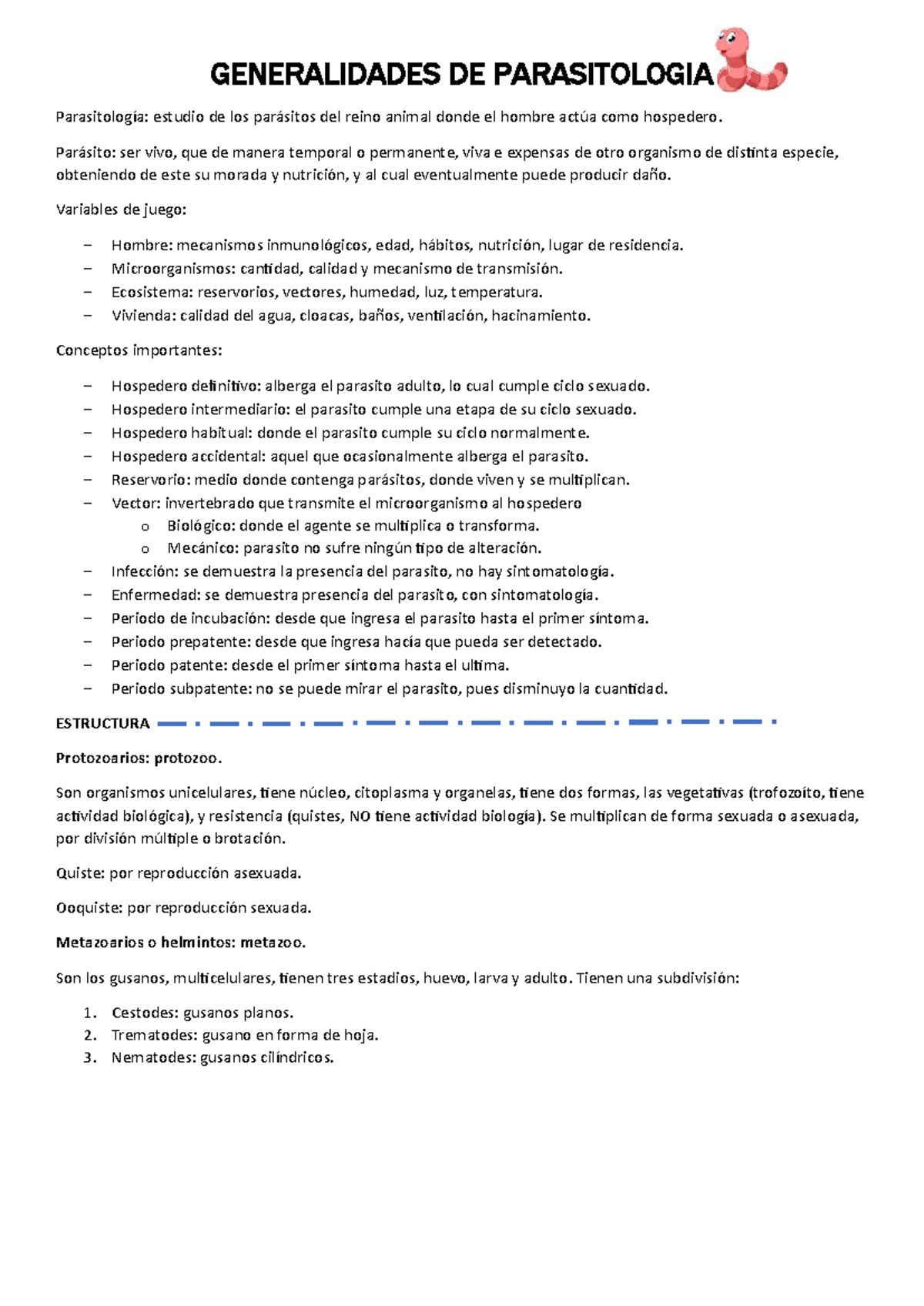 Resumen de Parasitología: Conceptos y Ciclos Biológicos - Document Preview