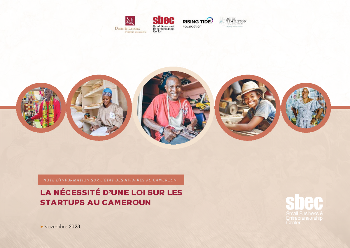 Nécessité d'une Loi sur les Startups au Cameroun - Rapport SBEC 2023 ...