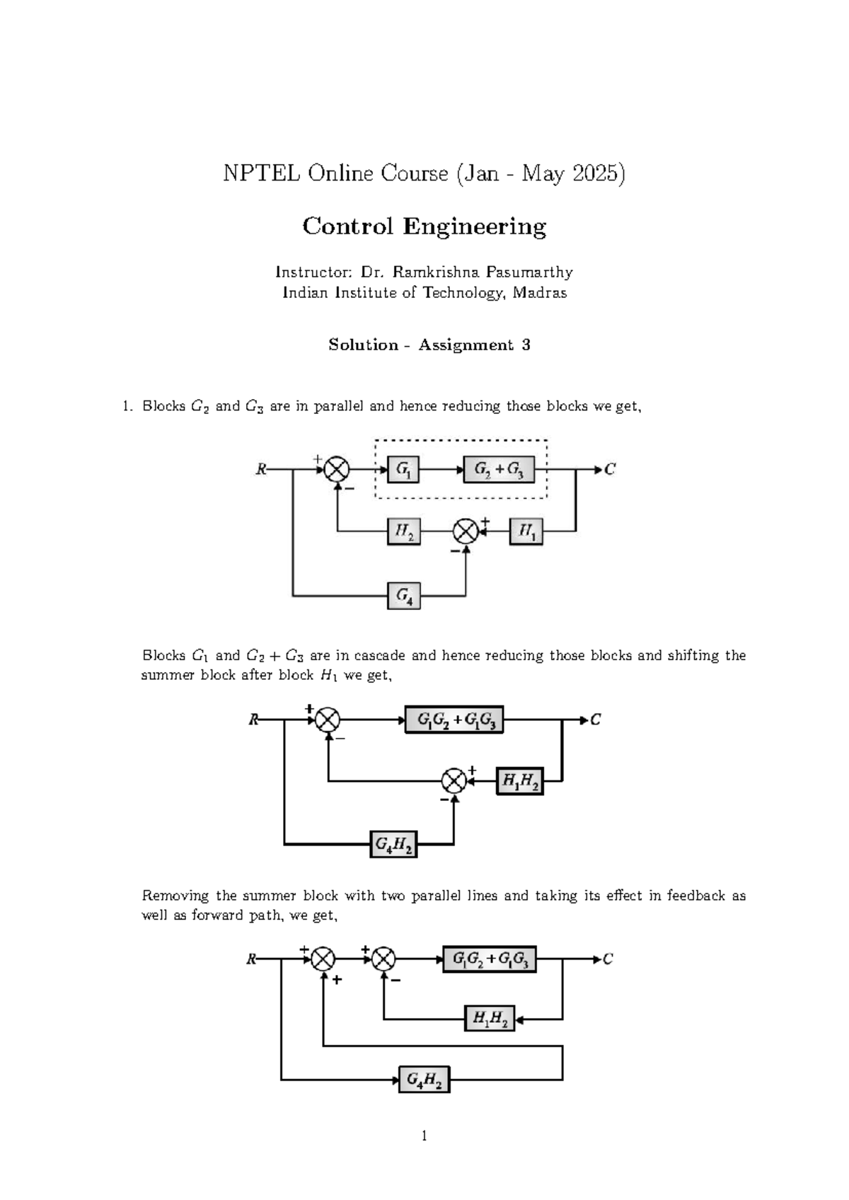NPTEL Course (Jan-May 2025) Control Engineering Assignment 3 Solutions ...