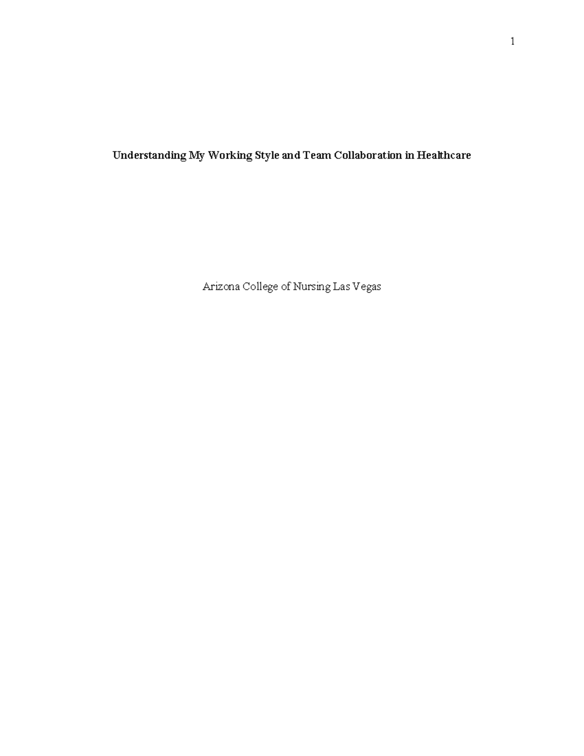 Working Styles Self-Reflection in Healthcare: Insights & Collaboration ...