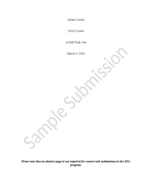 D021 Task 1 - D021 task 1 essay - Jordan Combs AMM3 Task 1: Curriculum ...