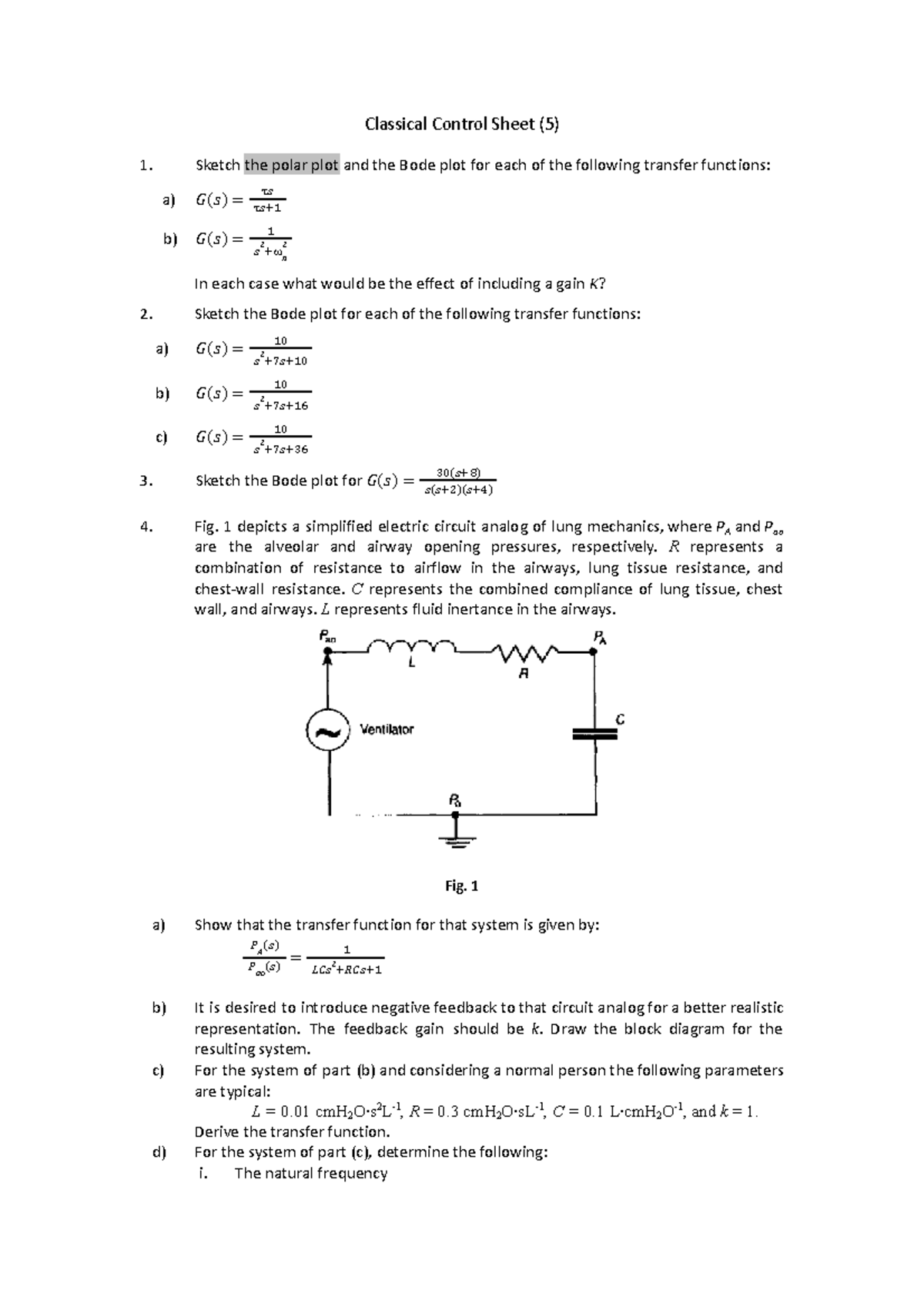 Classical Control - Bode & Polar Plot Analysis (5) - Studocu