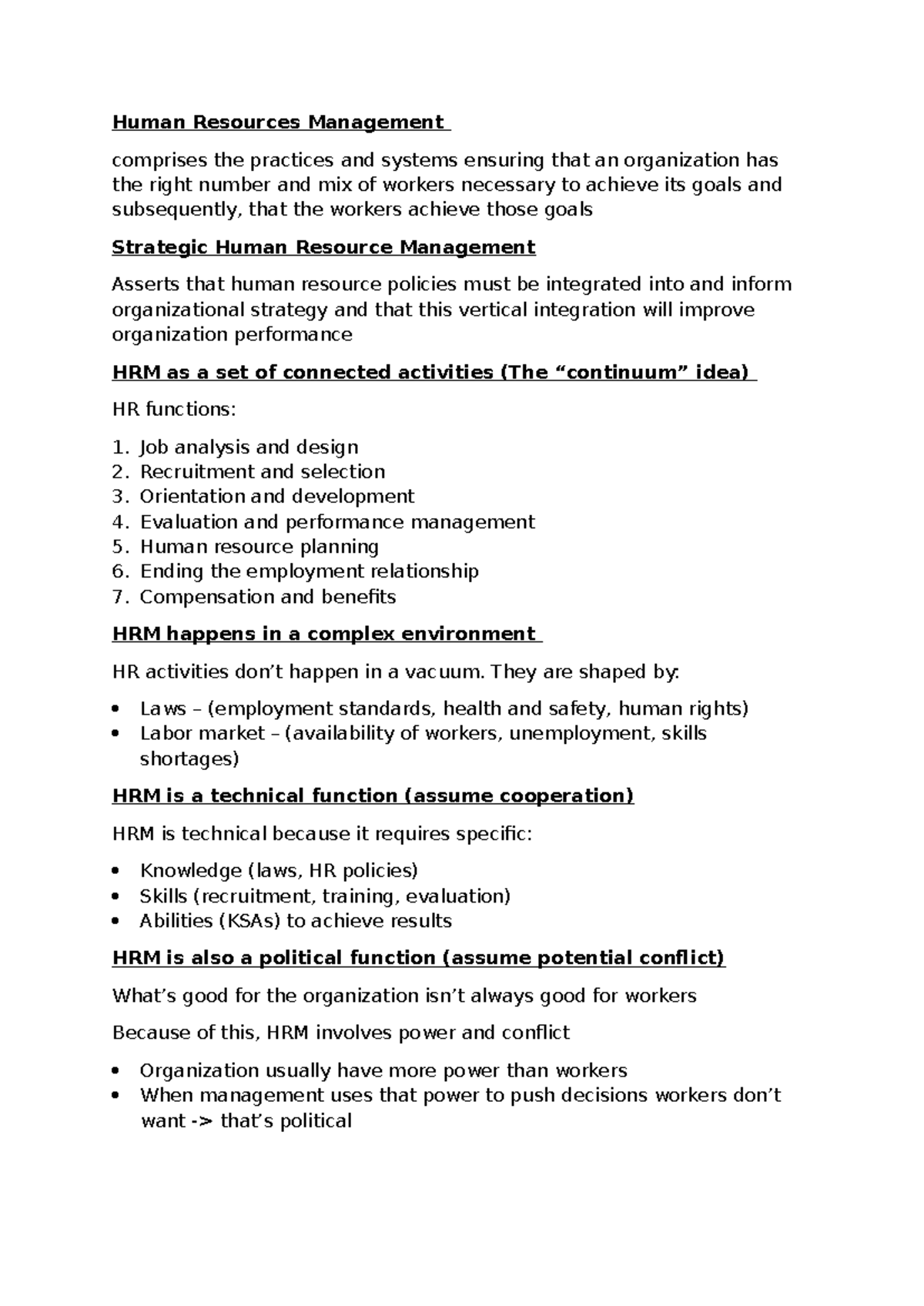 2BC3 Chapter 1 - Study Notes on Human Resources Management - Studocu