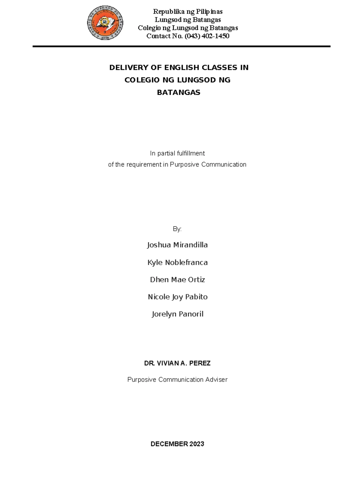 CLB-ACAD-Form-021 Course Outline for PEPCKTLO5: Curriculum Development ...